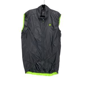 Ale Cycling Packable Lightweight Wind Vest Mens Size Small Black Yellow Full Zip